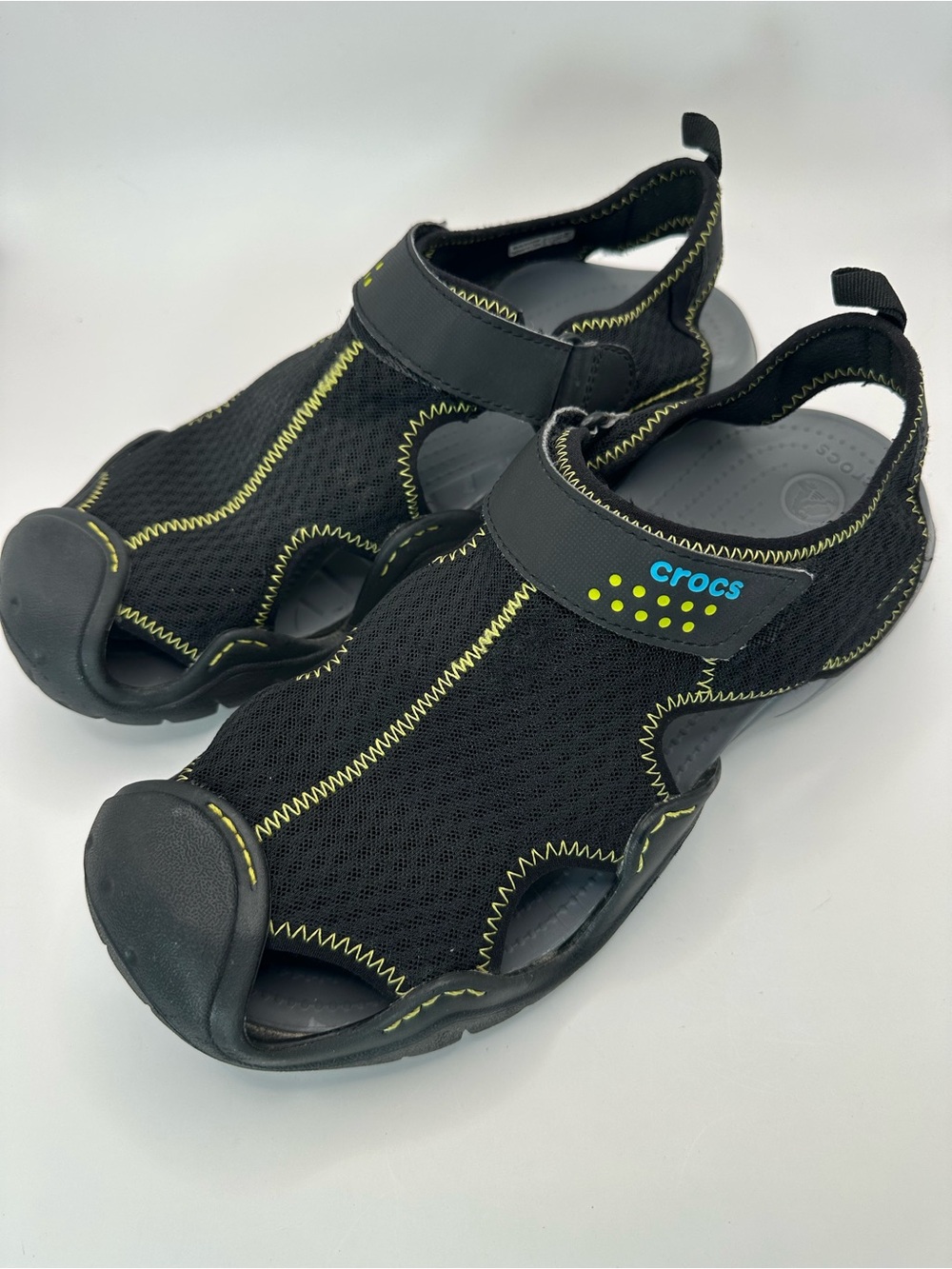 Crocs Swiftwater Black Mesh Fisherman Deck Sandals Men's size 10 Strap